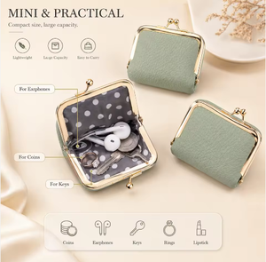 Mini Kiss Lock Faux Leather Coin Purses Wholesale Portable Multi Purpose Storage For Coins Earphone Ring Key <b>Lipstick</b> Packaging - Product Image 2