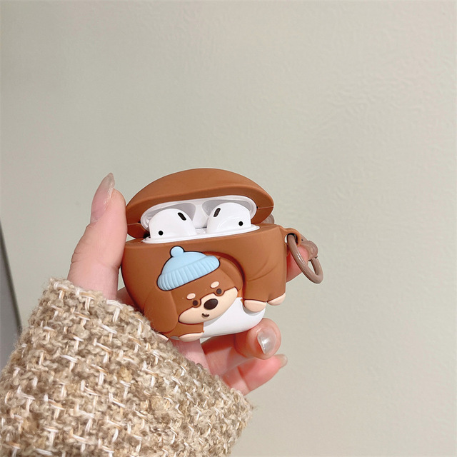 Brown Lying-down Puppy Wireless Earphone case Suitable for 1st/2nd/3rd Generation Pro2 Silicone Material