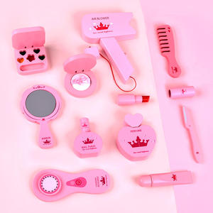 Trousse de <span class=keywords><strong>maquillage</strong></span> pour enfants, sac cosmétique, <span class=keywords><strong>jeu</strong></span> de rôle, ensemble de jouets de cuisine en bois rose mignon pour fille - Product Image 2