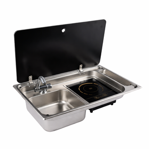 Évier et plaque de cuisson à induction combinés en acier inoxydable SS304 de qualité supérieure pour caravanes, <span class=keywords><strong>camping</strong></span>-cars, bateaux, yachts, cuisinière électrique marine avec évier intégré - Product Image 1