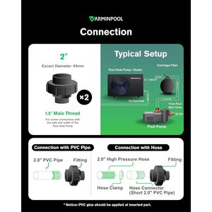Pompe à chaleur pour piscine Varminpool 40000 Btu 220-240 V pour piscine hors sol ou enterrée de plus de 10000 gallons, chauffage électrique avec commande par application - Product Image 6