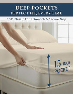 Ensemble <span class=keywords><strong>de</strong></span> draps en microfibre tissée 300 fils, taille Queen, naturellement respirant, durable, toutes saisons, ultra-doux, luxe hôtelier - Product Image 2