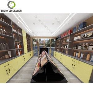 Comptoirs de présentation pour magasin de cosmétiques SHERO DECORATION, étagère jaune avec bande lumineuse LED, mobilier de présentation pour la vente au détail - Product Image 5