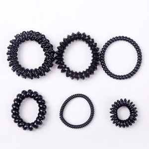 Élastiques à cheveux en spirale noirs 25 cm pour usage quotidien Printemps 2023 Origine Yiwu Design texturé - Product Image 1
