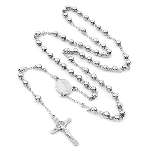 Collar de Rosario Resistente con Cuentas de 4mm y Cruz Religiosa Cristiana, Joyería con Colgante de San Benito para Hombre, Iglesia - Product Image 5