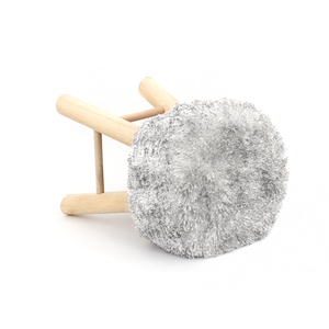 Customized Modern Style Wood Ottoman <strong>Stool</strong> Faux <strong>Fur</strong> <strong>Stool</strong> With Wooden Legs for Living Room Bedroom - Product Image 6