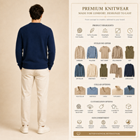 100% Merinowolle Blumenmuster Rundhals-Pullover Langarm Maßgefertigter Herren-Strickpullover