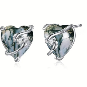 Orecchini a perno con motivo a inchiostro a forma di cuore per donna, accessori per le orecchie per l'ufficio e l'uso quotidiano - Product Image 1