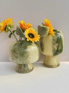 RYLAVA Vaso in Vetro Smaltato Verde Muschio, Piccolo, Fatto a Mano, a Forma di Fungo, per Decorazione Idroponica Casa, Hotel, Ufficio, Stile Moderno - Product Image 3