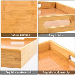 Bamboo Serving <b>Trays</b> 12x16 Inch Rectangular Restaurant Grade Multi Purpose <b>Tray</b> For <b>Tea</b> Coffee Fruit Service - Product Image 2