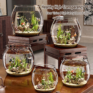 <span class=keywords><strong>Aquarium</strong></span> et réservoir micro-paysager en plastique transparent, incassable et résistant aux chutes, terrarium décoratif pour tortues de bureau - Product Image 3