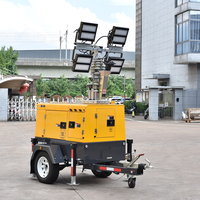 Tour d'éclairage mobile diesel DC pour travaux de construction, travaux routiers, mines, événements d'urgence, mât hydraulique de 9 m, remorque LED