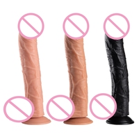 Dildo Gigante Negro de 12 Pulgadas, Realista para Mujeres, Dildo de PVC con Fuerte Ventosa