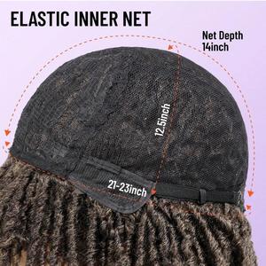 Perruque tressée au crochet complète, ajustable, de qualité supérieure, <span class=keywords><strong>pour</strong></span> <span class=keywords><strong>cheveux</strong></span> bouclés type dreadlocks, en fibre synthétique naturelle, coupe bob torsadée brune africaine, respirante - Product Image 4