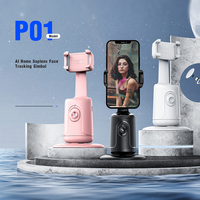 Support de Trépied Universel Mini Portable Rotation 360° IA Détection Automatique du Visage et Trépied Gimbal pour Caméra Intelligente Pivotant à 180°