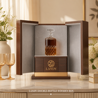 Caja de Madera de Lujo con Doble Puerta para Vino, Estuche Premium para Vino Tinto, Caja de Regalo de Madera MDF para Whisky y Licores