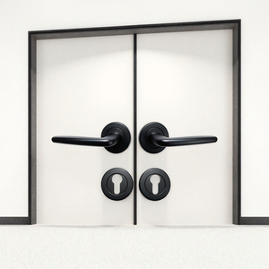 Poignée de porte intérieure en aluminium noir avec serrure à mortaise pour porte en bois - Product Image 3