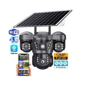 Cámara de Seguridad Solar Inalámbrica de 12MP para Exteriores, 4G LTE Wifi PTZ IP66, Tres Lentes, Panorámica/Inclinación, Panel Solar de 8W, Batería de 8000mAh - Product Image 1