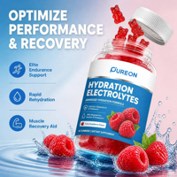 Gummies électrolytiques Pureon en marque propre, sans sucre, électrolytes, supplément alimentaire pour l'hydratation et la récupération musculaire