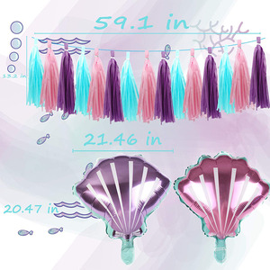 Ensemble de guirlandes en papier pailleté Nicro, <span class=keywords><strong>décoration</strong></span> de fête d'<span class=keywords><strong>anniversaire</strong></span> ou de baby shower sur le thème de la <span class=keywords><strong>sirène</strong></span>, couleur violette - Product Image 3