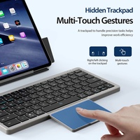 Clavier sans fil pliable multi-appareils avec pavé tactile, clavier sans fil rechargeable portable avec étui pliable pour tablette