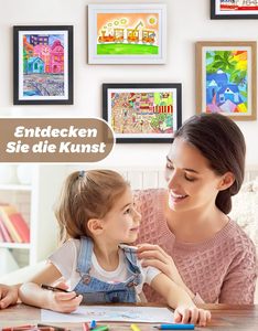 Cadre photo pour œuvres d'art d'enfants, interchangeable, en bois noir avec verre incassable, pour affichage horizontal et vertical - Product Image 4