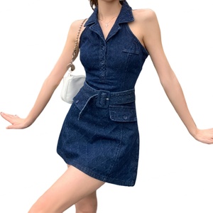 Nuevo Vestido Vaquero sin Mangas con Cuello Halter Estilo Retro Americano para Chicas Atrevidas, Gran Venta - Product Image 5