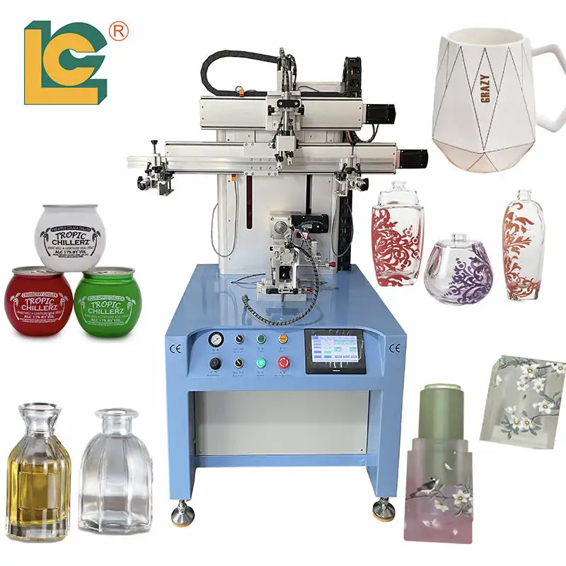 Machine de sérigraphie semi-automatique pour récipient en verre servo CNC de forme spéciale pour bouteille de parfum