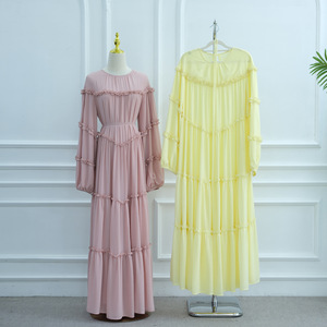 Novità 2026 Abaya Islamico Chiuso per Donna, Vestito Musulmano in Chiffon a Doppio Strato, Abito Lungo con Balze a Strati per Donna - Product Image 1