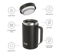 Tasse à café à double paroi Haers Gobelets isolés Tasse classique en acier inoxydable droite avec logo personnalisé