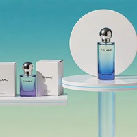 Vente flash - Flacon de parfum personnalisé - Design personnalisé - 100 ml - Dégradé bleu - Flacon de parfum rond en verre - Flacon de parfum avec emballage