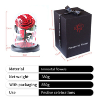 Vente en gros Rose éternelle rouge 1 3 pièces de luxe préservée pour toujours fleur de rose séchée dans un dôme en verre