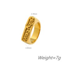 Polierter Edelstahl-Buchstabenring mit breitem geprägtem Design, trendiges antiksilber-/goldplattiertes Accessoire für den Alltag für Damen und Herren
