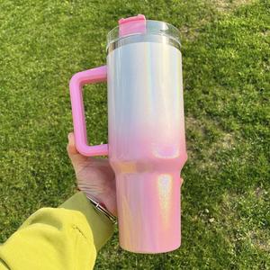 Blank Sublimationoutdoor Rainbow Stainless Steel Travel <b>Mug</b> Ombre Gradient 40Oz Shimmer Glitter <b>Mugs</b> Tumbler - Product Image 4