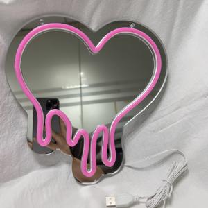 Enseigne néon coeur Melt Heart <span class=keywords><strong>Neon</strong></span> Mirror Signs pour décoration murale, chambre à coucher, chambre d'adolescents enfants filles, LED Pink Heart <span class=keywords><strong>Neon</strong></span> Lights for Part - Product Image 6