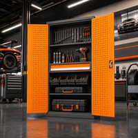 Casier à outils métallique commercial autoportant pour garage, panneau perforé, 1 tiroir, système verrouillable, OEM ODM, capacité de charge 1000 kg