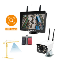 Système de caméra sans fil pour grue, zoom optique 30X, double antenne, vision nocturne IR, étanche, moniteur sans fil 10 pouces pour grue à tour