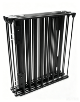 Barrera Metálica Plegable con Puerta de Apertura Bidireccional, Sistema de Doble Bloqueo, Puerta de Seguridad, Valla de Acero con Curvatura de 270 Grados para Escaleras