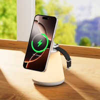 Mini chargeur puissant avec lumière LED nocturne, station de charge sans fil magnétique 4 en 1 pliable pour téléphone portable et montre intelligente
