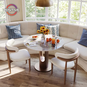 Hiện Đại Thời Trang Đồ Nội Thất Bàn Ăn Sáng Thiêu Kết Đá Thép Không Gỉ Cafe Bàn Và Ghế Nhỏ Có Kích Thước Vòng Bàn Ăn - Product Image 4