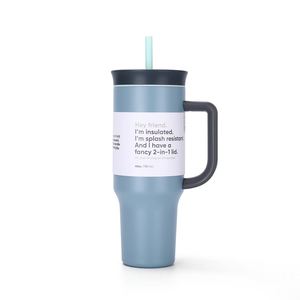 Vaso Térmico Portátil de Acero Inoxidable 304 con Logotipo, Elegante, para Viajes, Coche, Café, Agua, con Asa y Pajita - Product Image 1