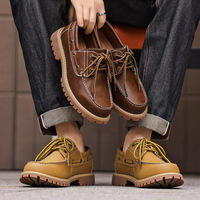 Bottes de travail pour hommes en cuir véritable sur mesure, chaussures décontractées vintage britanniques, semelle robuste, chaussures d'extérieur, OEM ODM, marque privée