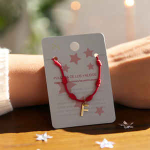 Braccialetto con Nodo a Sette Stelle Lettera F in Acciaio Inossidabile, Ciondolo alla Moda Unisex, Gioiello Regalo - Product Image 2