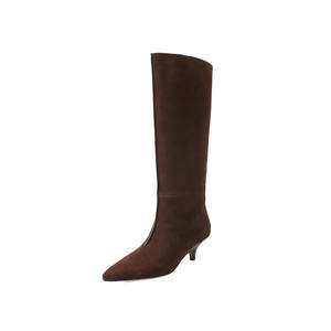 Elegantes Botas Largas Retro para Mujer, Hechas a Mano, de Color Sólido, con Punta en Pico, Diseño Casual, Tacón Delgado que Aumenta la Altura, Antideslizantes - Product Image 2