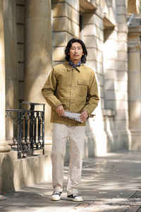 Giacca Primaverile Autunnale da <span class=keywords><strong>Uomo</strong></span> <span class=keywords><strong>in</strong></span> Denim Scuro, Giacca Casual da Lavoro <span class=keywords><strong>in</strong></span> Denim con Cuciture a Contrasto <span class=keywords><strong>in</strong></span> Offerta - Product Image 4