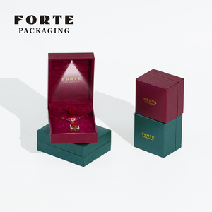 FORTE Handmade Customized Logo Leatherette Velvet Lining Luxury Ring Packaging Premium <b>LED</b> <b>Light</b> Jewelry <b>Box</b> - Product Image 5