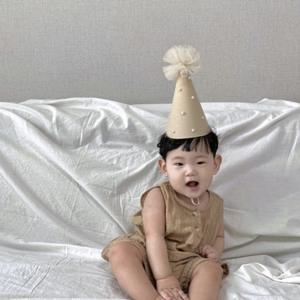 DAMAI joyeux anniversaire enfants rétro Maillard perle fil boule anniversaire chapeau bandeau rétractable cheveux accessoires Photo accessoires - Product Image 4