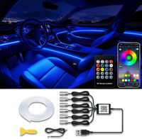 Bande lumineuse LED néon à activation vocale automatique, directement de l'usine, 5 en 1, 64 couleurs, kit d'éclairage d'ambiance pour voiture, éclairage d'ambiance intérieur de voiture
