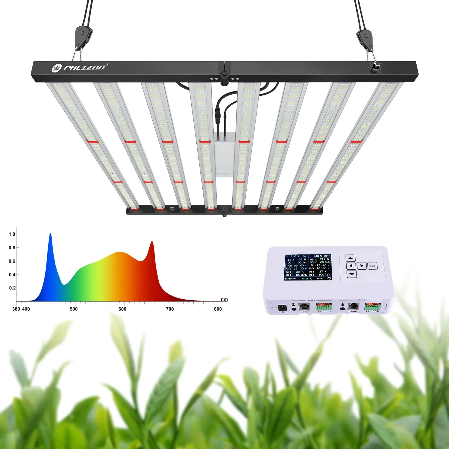 Phlizon en iyi kapalı bitki büyüme lamba 640W ticari Lm301b Lm301h tam spektrum 8 barlar kapalı bitkiler için bitki yetiştirme lambaları Led