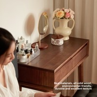 Table de maquillage intégrée en bois massif de chêne nordique avec tiroirs pour chambre à coucher